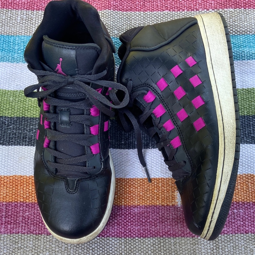 Air Jordan Black and Pink High-Top Sneakers